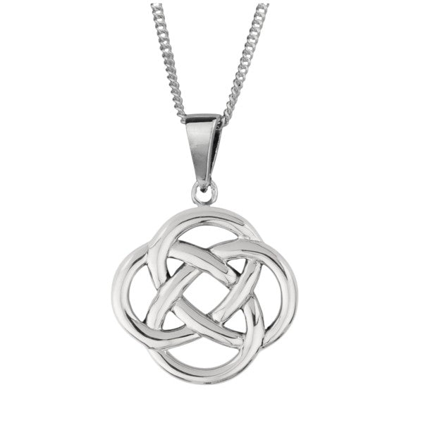 Large Celtic Four Loop Knot Silver Pendant