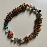 Coconut, Gold Plated Hematite, Semi Precious Stone Chips & Crystal Necklace