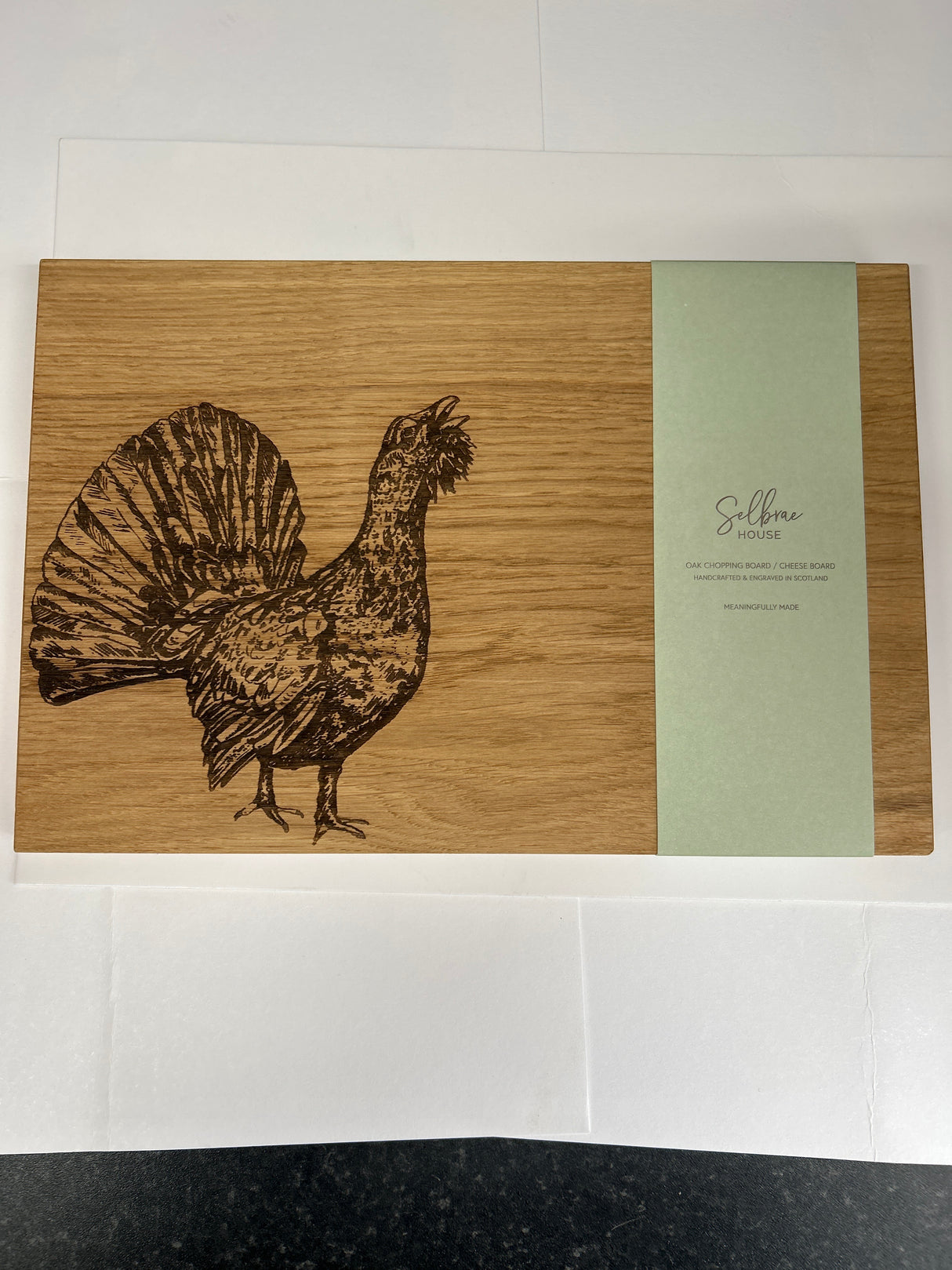 Capercaillie 30cm Oak Cheese Board & Knife Set (Boxed)