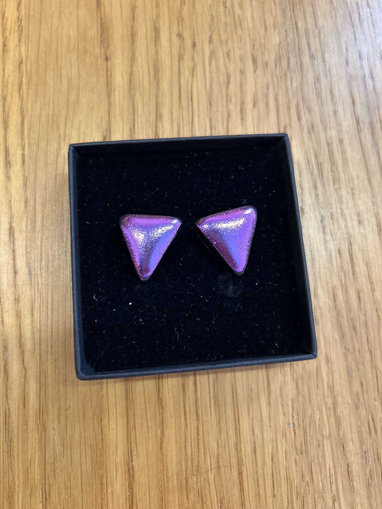 Triangle Stud Dichroic Earrings