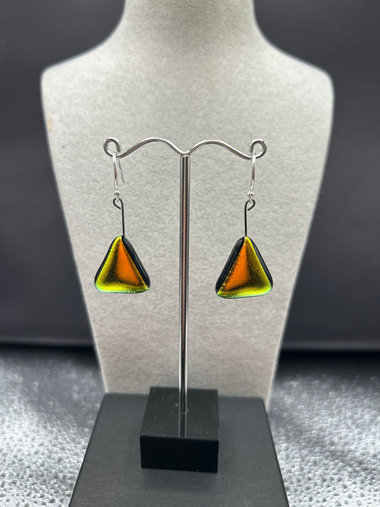Triangle Hanging Dichroic Earrings