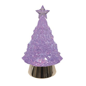 Christmas Tree Water Glass Lit, Colour Changing Spinner 23cm Tall