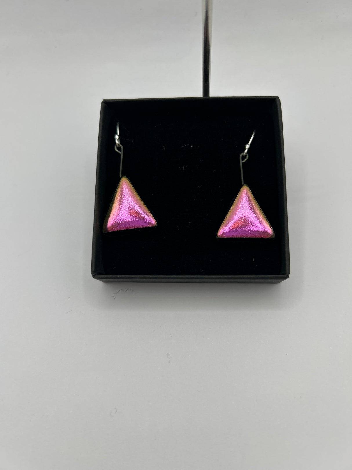 Triangle Hanging Dichroic Earrings