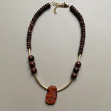 Coconut & Magnesite Necklace, Orange & Brown