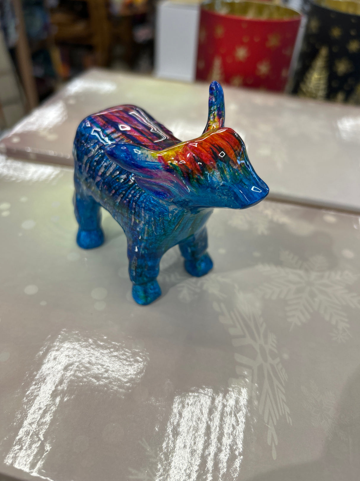 Large Rainbow Aluminium Highland Cow (8.5cm)