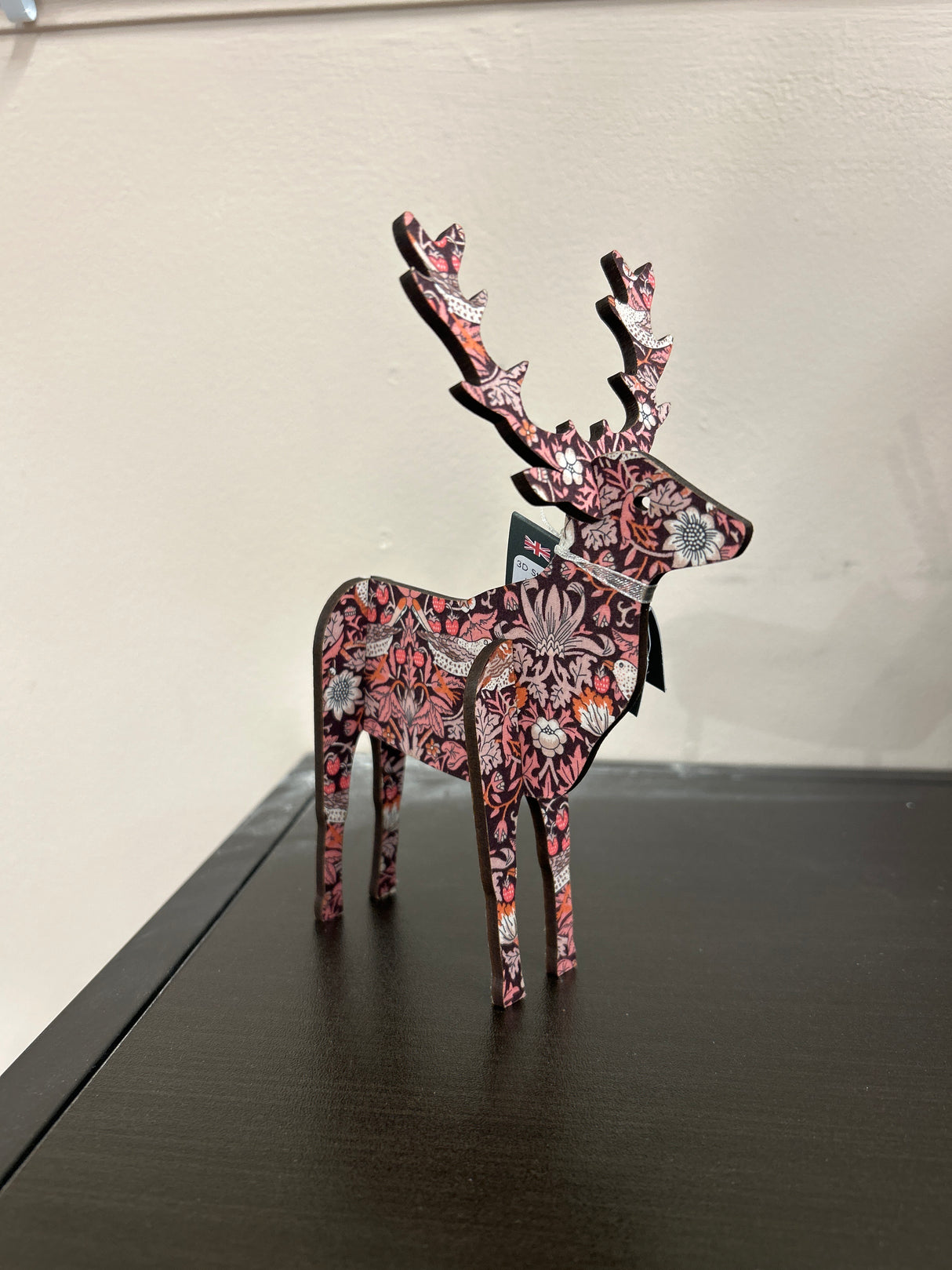 3D Standing Stag 18cm in Liberty Pink Strawberry Thief