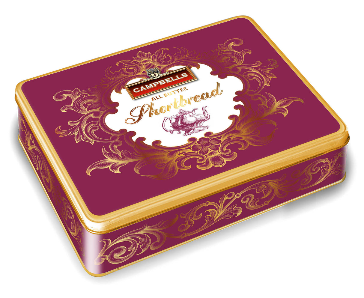 150g Victorian Burgundy Tin (assorted shaped shortbread)