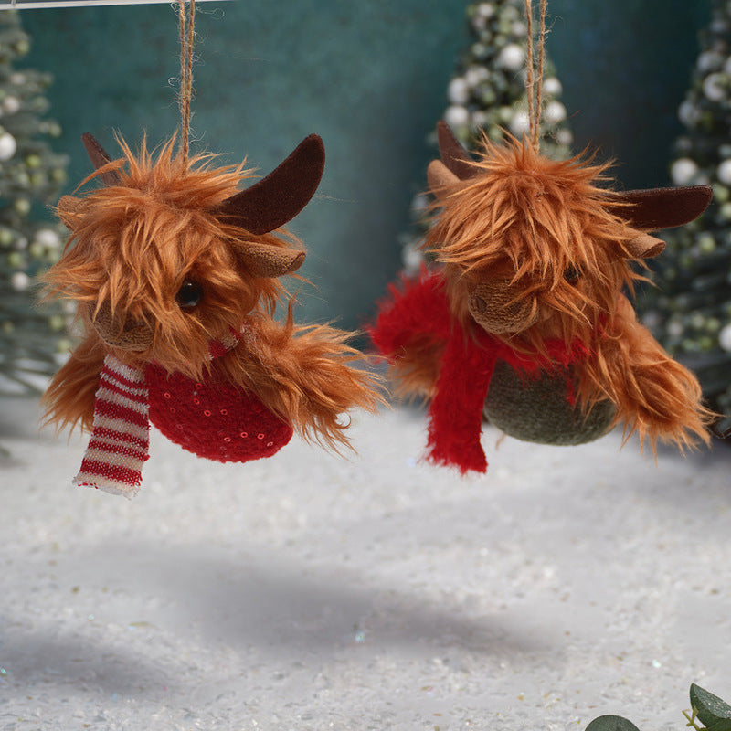 Christmas Highland Cow Soft Toy Hanger