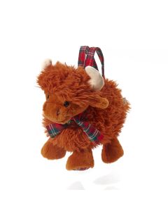 Dougal Highland Cow Handbag With Tartan Handle