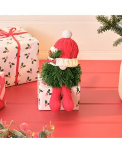 Hollies & Berries Faux Foliage Gonk with Knitted Hat Decoration