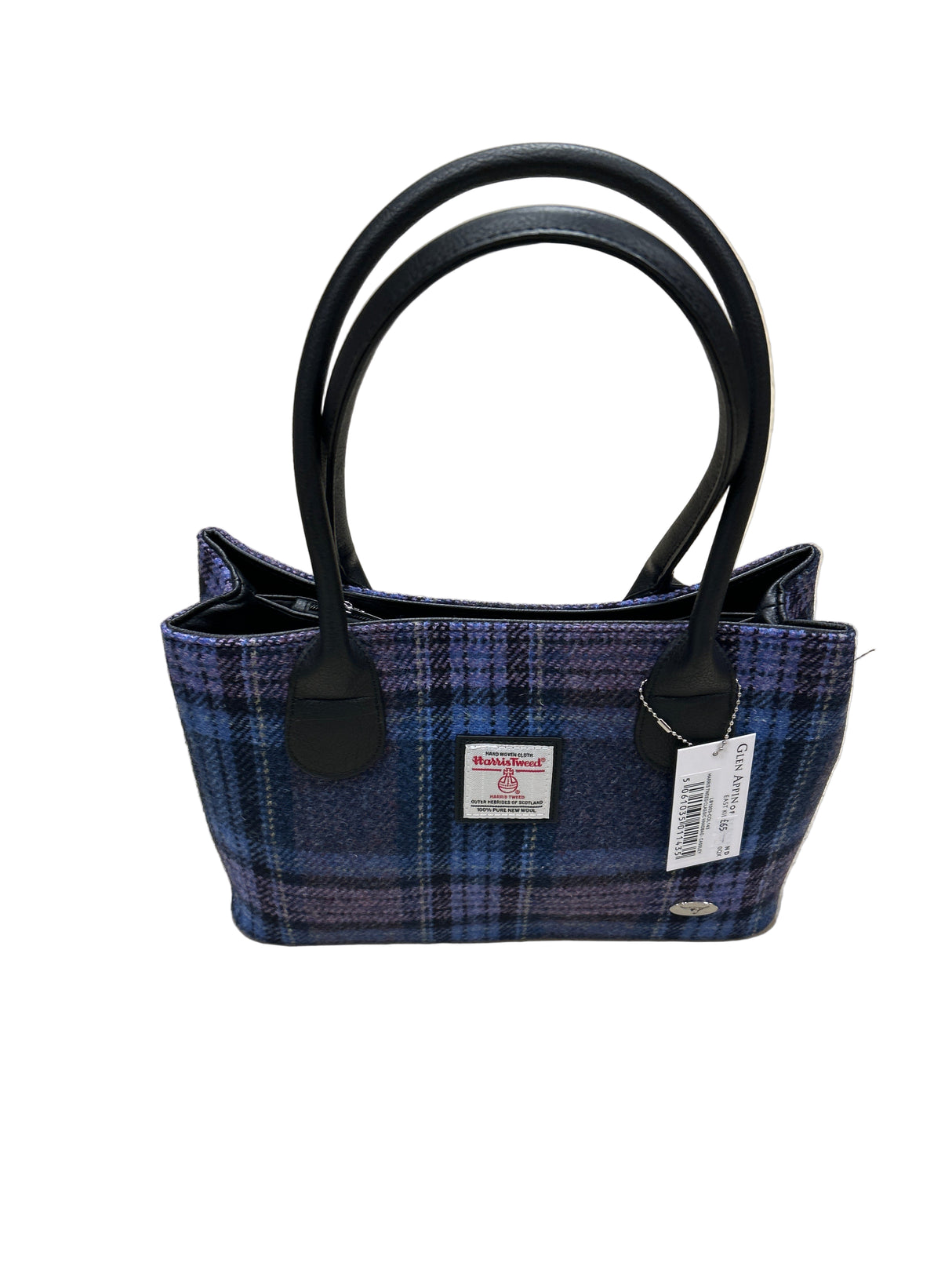 Cassley Harris Tweed Classic Large Bag Blue & Purple Stewart Tartan