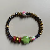 Crystal, Glass, Clay & Hematite Bracelet