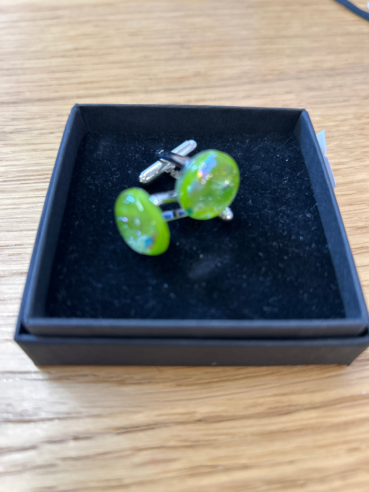 Green Glass Stone Cufflink