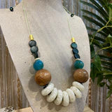 Turquoise, Wood & Green Necklace