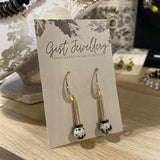 Dalmatian & Gold Plated Drop Earrings