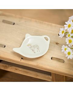 Stoneware Embossed Sheep With Crown Teabag Tidy