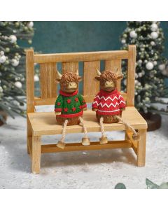 Christmas Highland Cow Shelf Sitter with Dangly Legs & Jumper