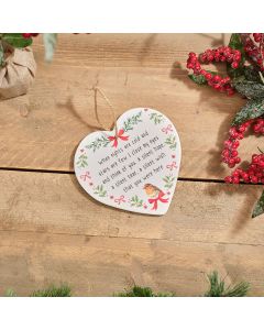 Festive Robin Thinking Of You Ceramic Heart Hanger