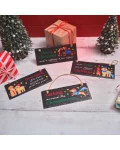 Furry & Festive Dog Slate Plaque