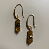 Hematite & Crystal Drop on Gold Plated Hooks Earrings