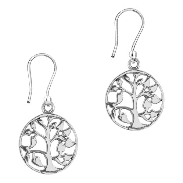 Circle Tree of Life Drop Earrings
