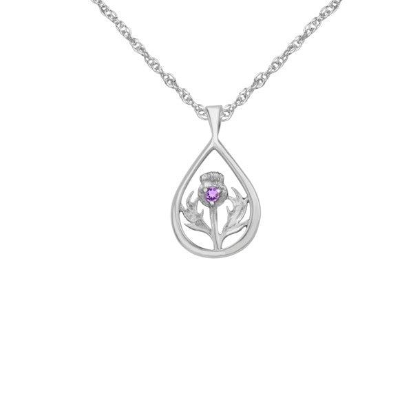 Thistle In Teardrop With Stone Pendant