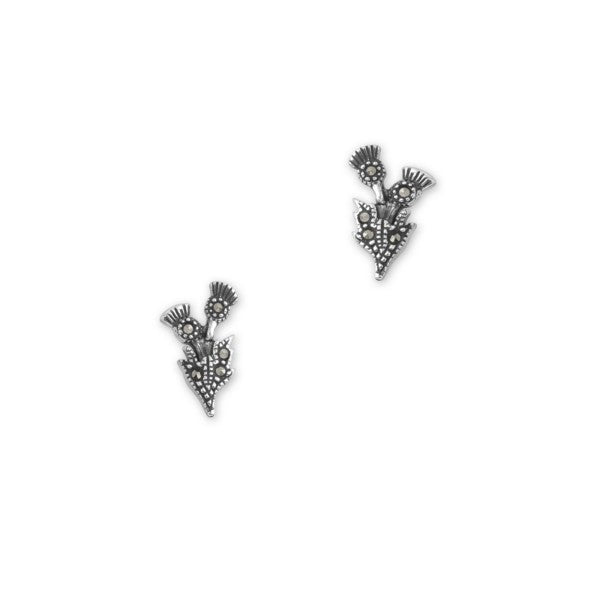 Twin Thistles Marcasite Stud Earrings