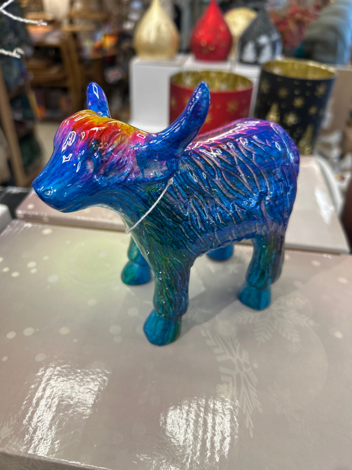 Extra Large Rainbow Aluminium Highland Cow (14cm)