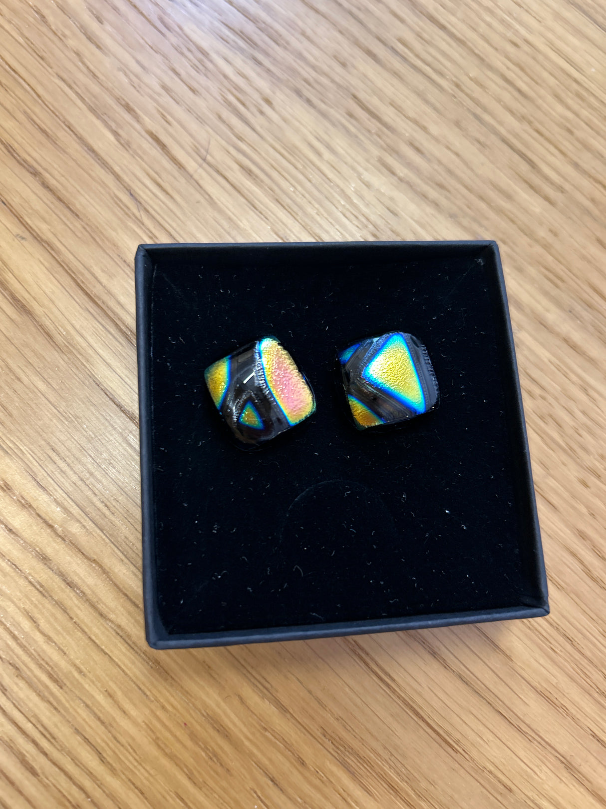 Square Stud Dichroic Earrings