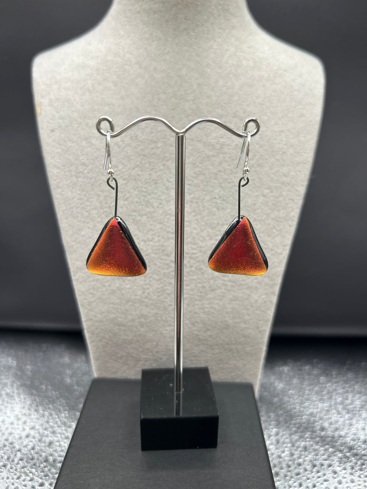 Triangle Hanging Dichroic Earrings