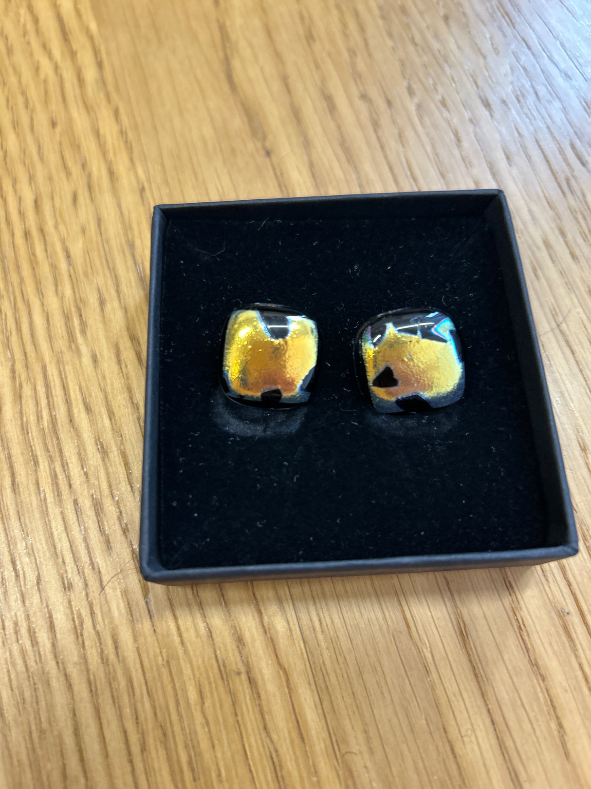 Square Clip Dichroic Earrings