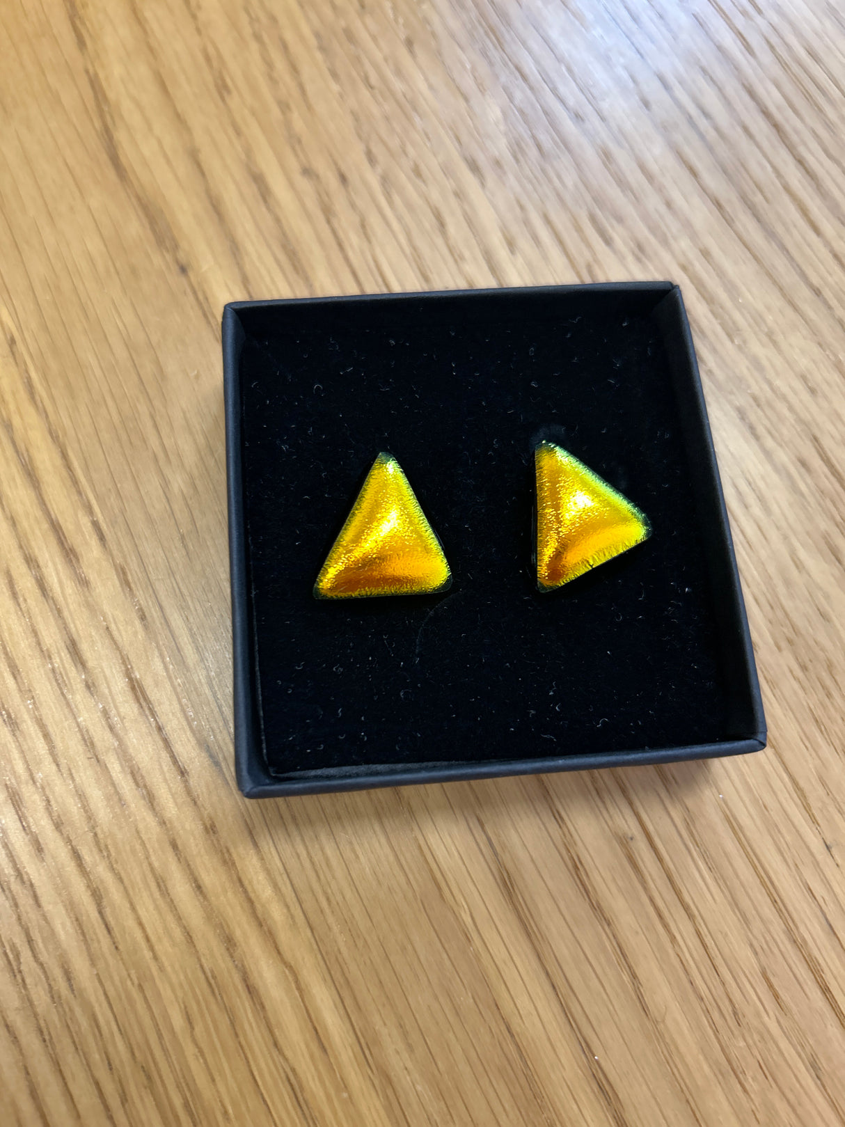 Triangle Stud Dichroic Earrings