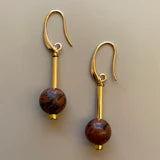 Mahogany Obsidian Drop Earrings, Burgundy & Rust