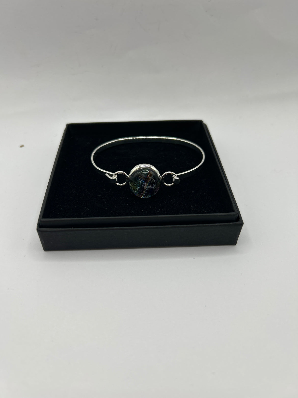Dichroic Fused Glass Stone Silver Plated Hook Fastening Bracelet