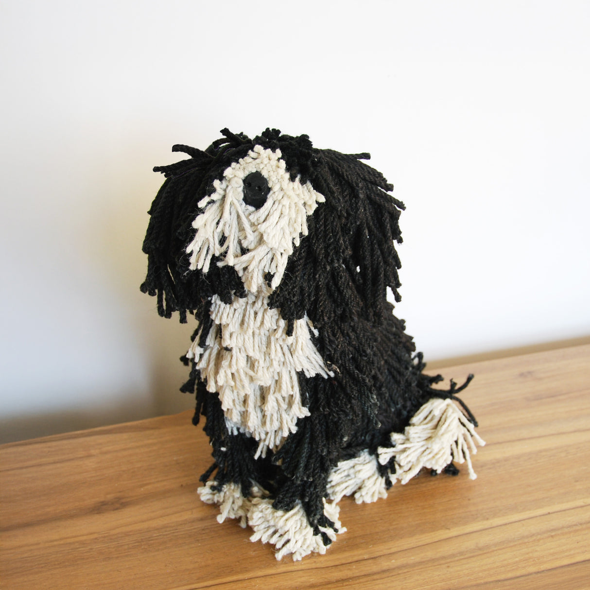 Dougal Black & Cream Jute Sitting Dog Figure