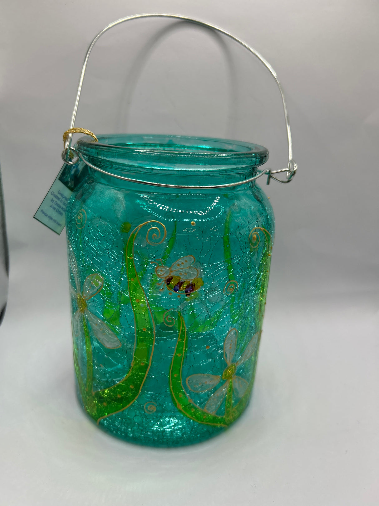 Bee happy Daisies Large Crackle Lantern