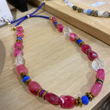 Pink & Blue Cord Adjustable Necklace