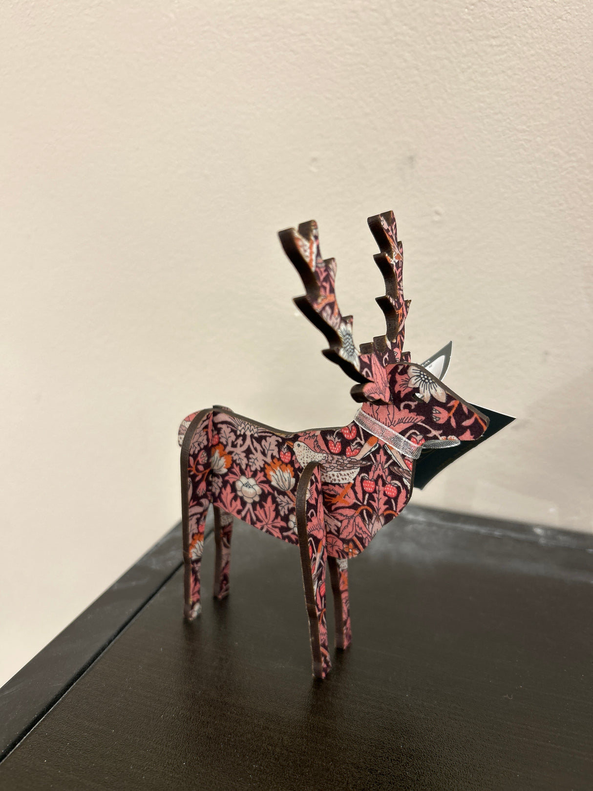 3D Standing Stag 14cm in Liberty Pink Strawberry Thief