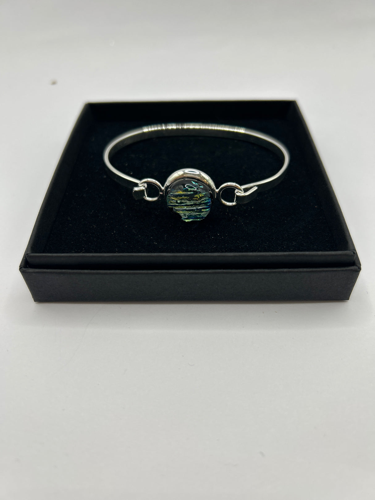Dichroic Fused Glass Stone Silver Plated Hook Fastening Bracelet