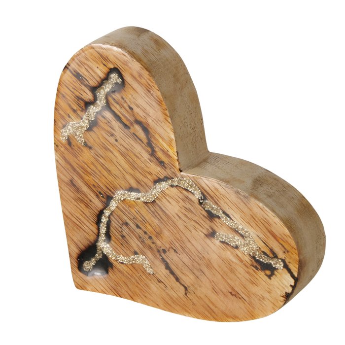 “Parina” Small Mango Wood Heart Ornament (12cm Tall)
