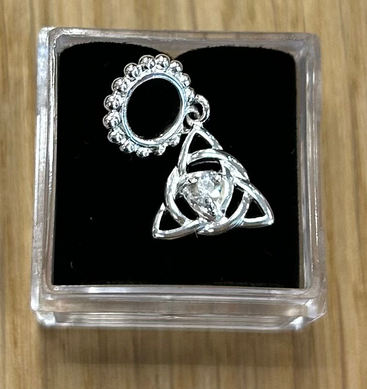 Celtic Trinity with Stone Sterling Silver Dangle Charm