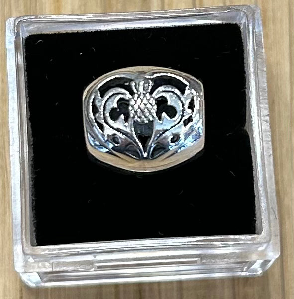 Thistle Heart Sterling Silver Barrel Bead Charm