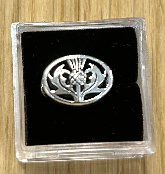 Thistle Oval Sterling Silver Barrel Bead Charm