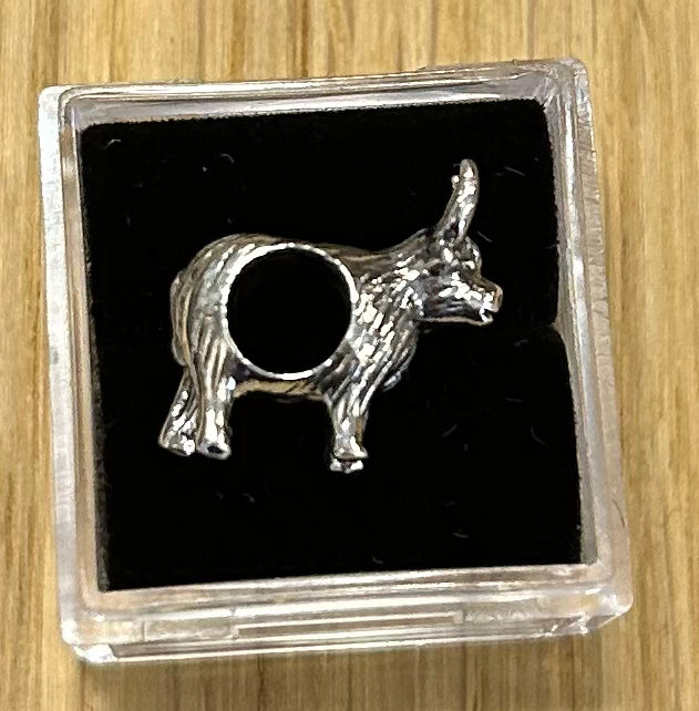 Highland Cow Sterling Silver Barrel Bead Charm