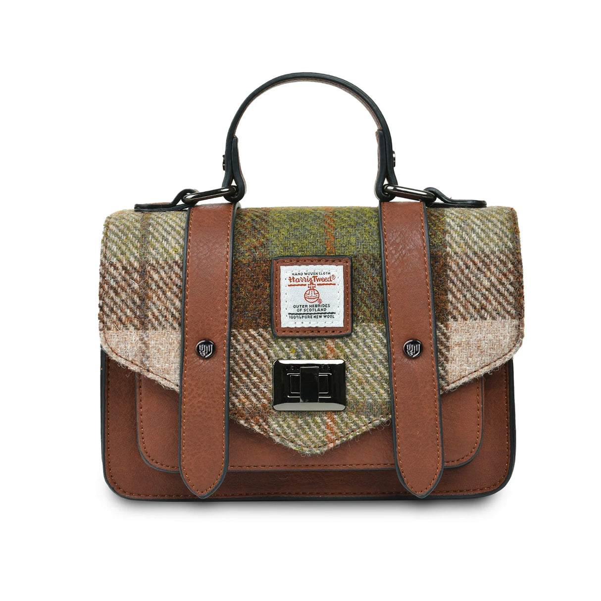 Chestnut Tartan Mini Satchel Bag in Harris Tweed