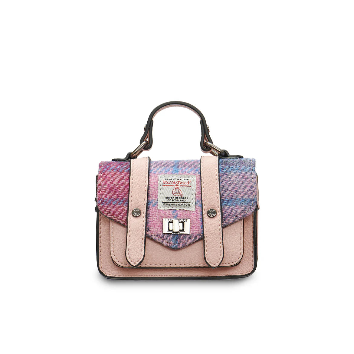 Pink & Blue Wee Satchel Bag in Harris Tweed