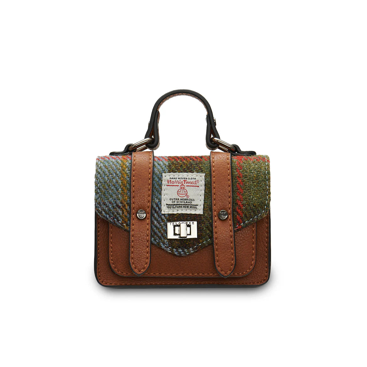 Chestnut & Blue Tartan Wee Satchel Bag in Harris Tweed