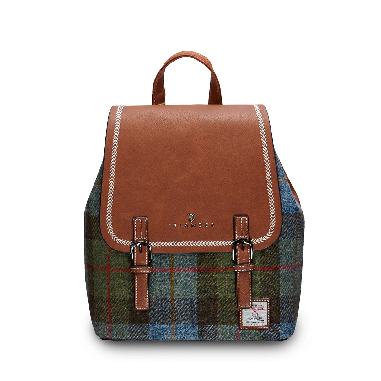 Chestnut & Blue Tartan Jura Backpack in Harris Tweed