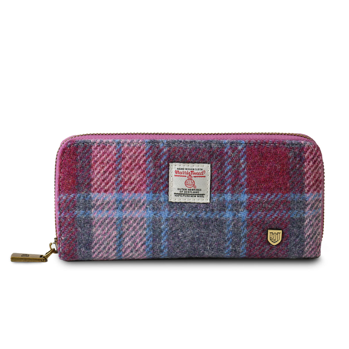 Pink & Blue Tartan Long Zip Purse