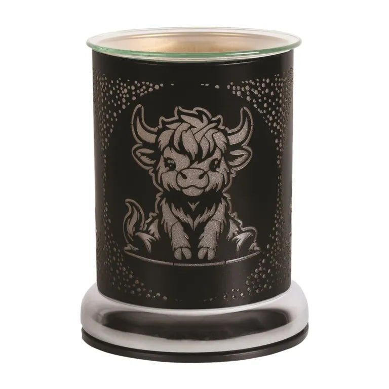 Highland Cow Black Touch Electric Wax Melter 17cm High